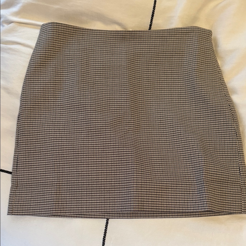 Mango Black and White Houndstooth Mini Skirt